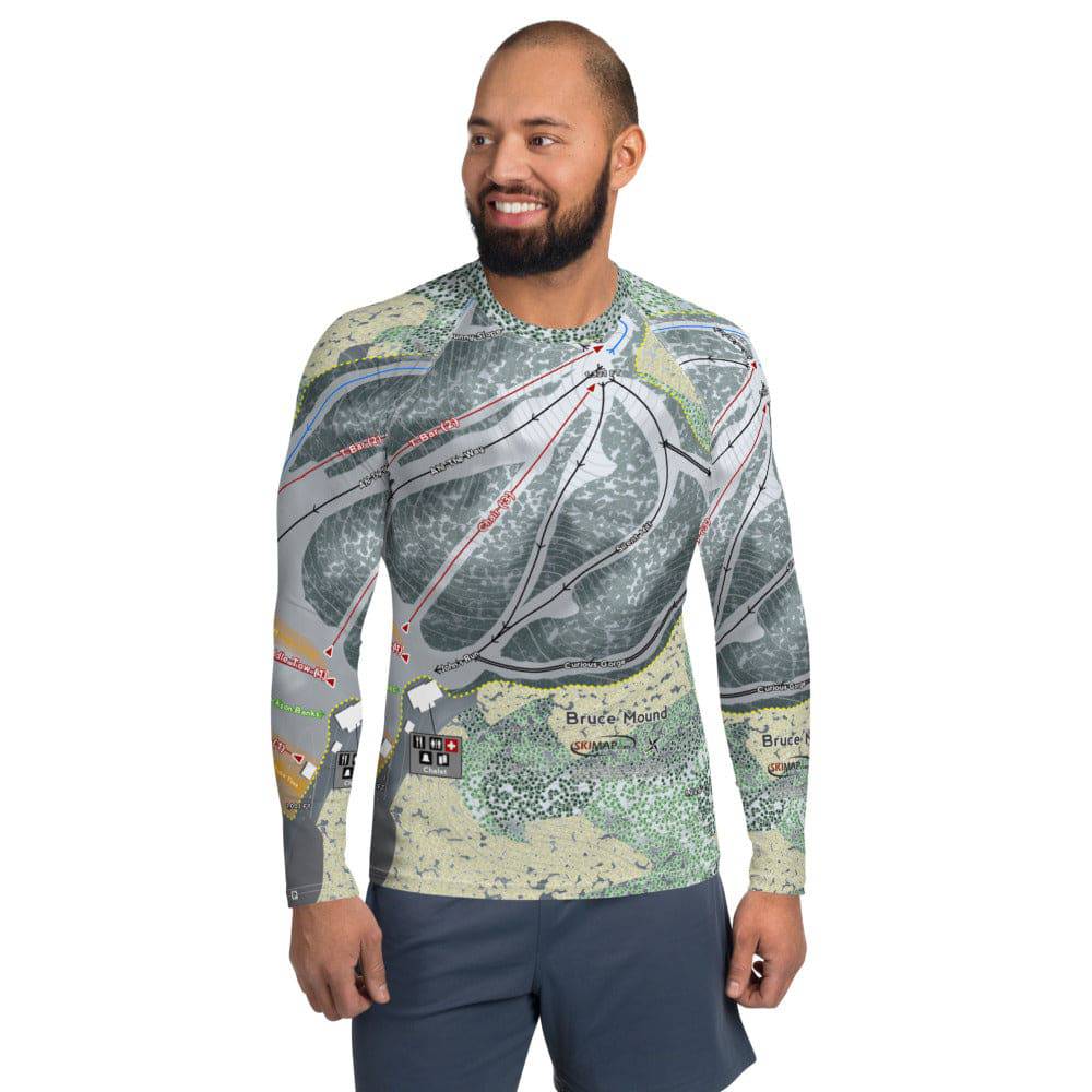 Bruce Mound, Wisconsin Ski Trail Map Men's Base Layer Top