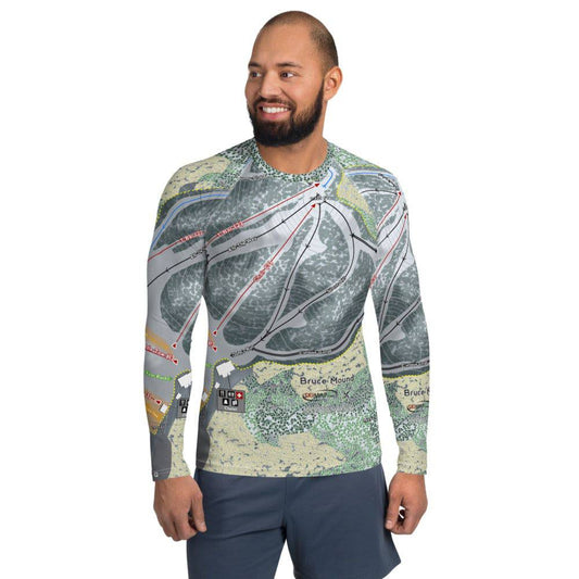 Bruce Mound, Wisconsin Ski Trail Map Men's Base Layer Top - Powderaddicts