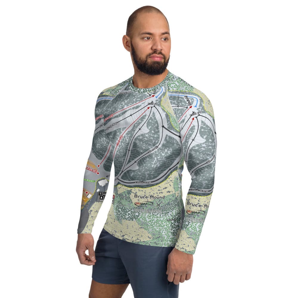 Bruce Mound, Wisconsin Ski Trail Map Men's Base Layer Top - Powderaddicts