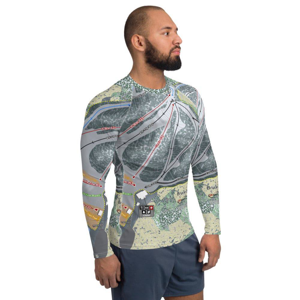 Bruce Mound, Wisconsin Ski Trail Map Men's Base Layer Top - Powderaddicts