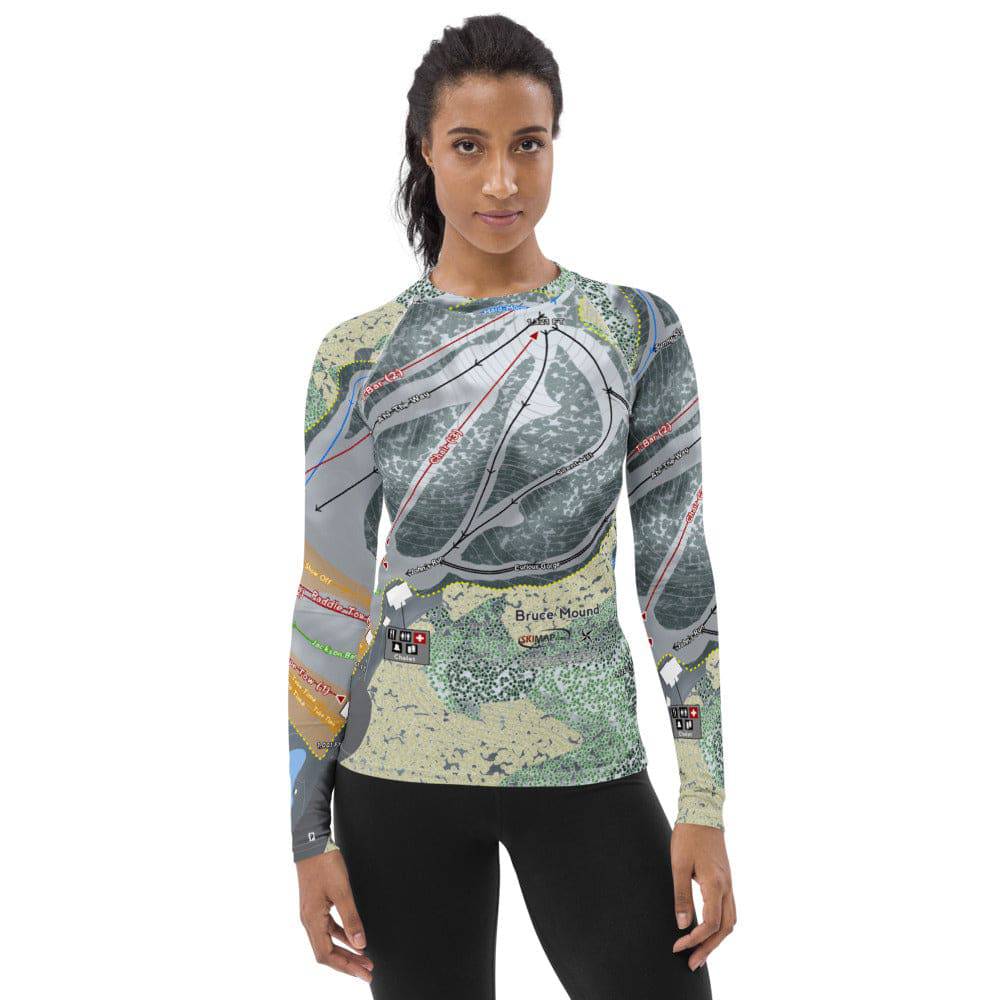 Bruce Mound, Wisconsin Ski Trail Map Women's Base Layer Top