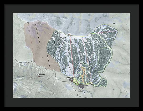 Brundage Ski Trail Map - Framed Print - Powderaddicts