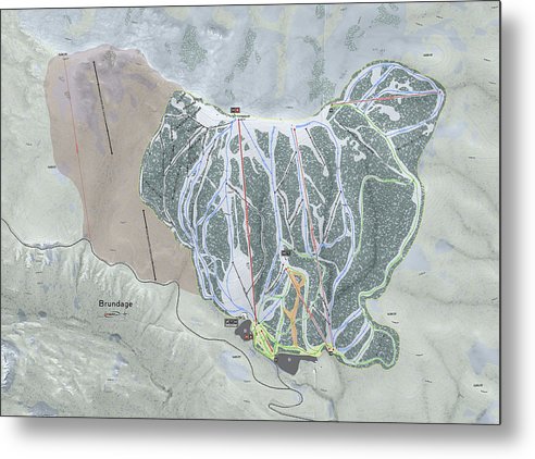Brundage Ski Trail Map - Metal Print - Powderaddicts