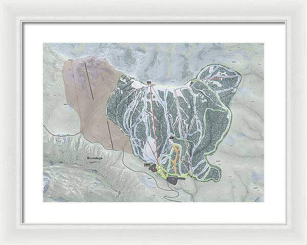 Brundage Ski Trail Map - Framed Print - Powderaddicts