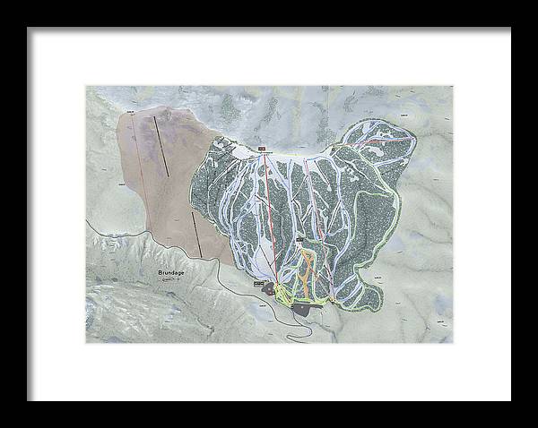 Brundage Ski Trail Map - Framed Print - Powderaddicts