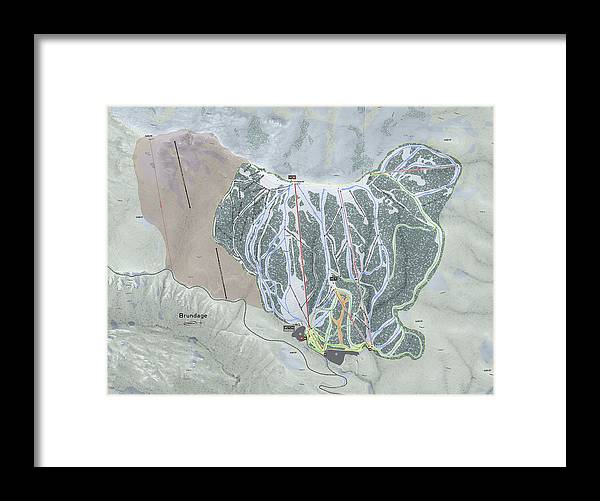 Brundage Ski Trail Map - Framed Print - Powderaddicts