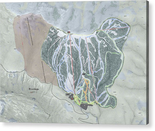 Brundage Ski Trail Map - Acrylic Print - Powderaddicts
