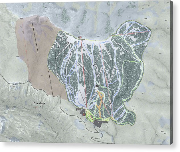 Brundage Ski Trail Map - Acrylic Print - Powderaddicts