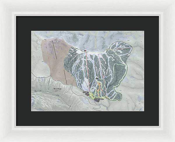 Brundage Ski Trail Map - Framed Print - Powderaddicts