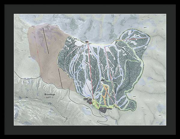 Brundage Ski Trail Map - Framed Print - Powderaddicts