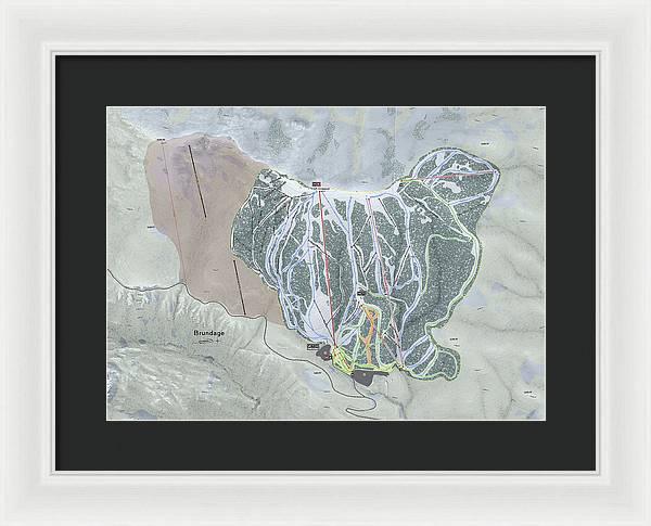 Brundage Ski Trail Map - Framed Print - Powderaddicts