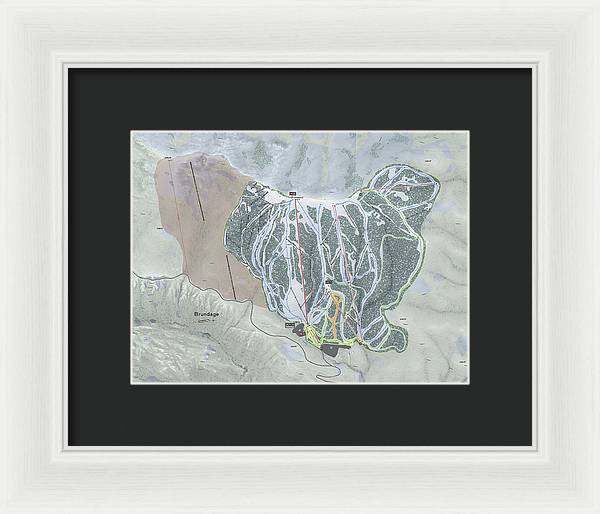 Brundage Ski Trail Map - Framed Print - Powderaddicts