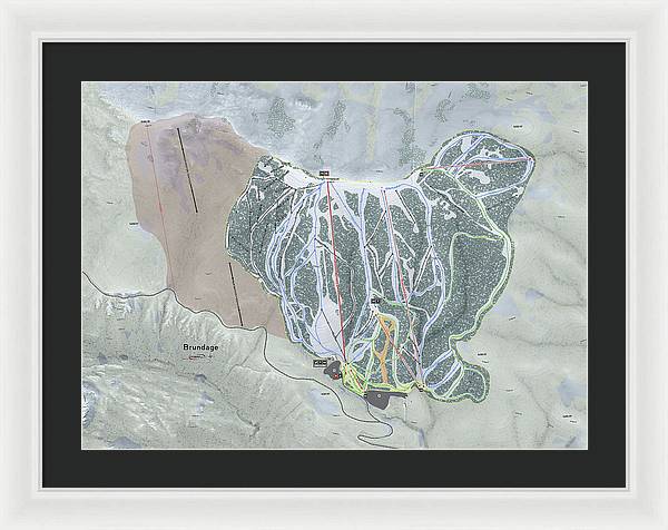 Brundage Ski Trail Map - Framed Print - Powderaddicts