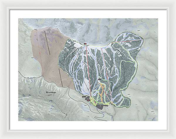 Brundage Ski Trail Map - Framed Print - Powderaddicts