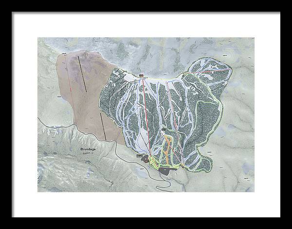 Brundage Ski Trail Map - Framed Print - Powderaddicts