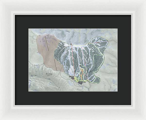 Brundage Ski Trail Map - Framed Print - Powderaddicts