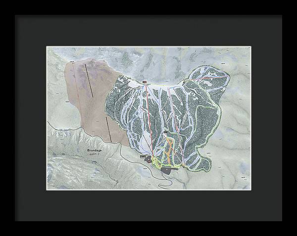 Brundage Ski Trail Map - Framed Print - Powderaddicts