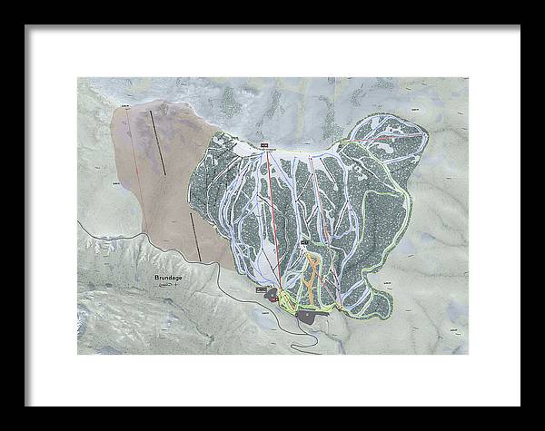 Brundage Ski Trail Map - Framed Print - Powderaddicts