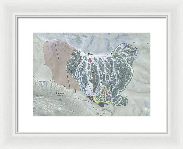 Brundage Ski Trail Map - Framed Print - Powderaddicts