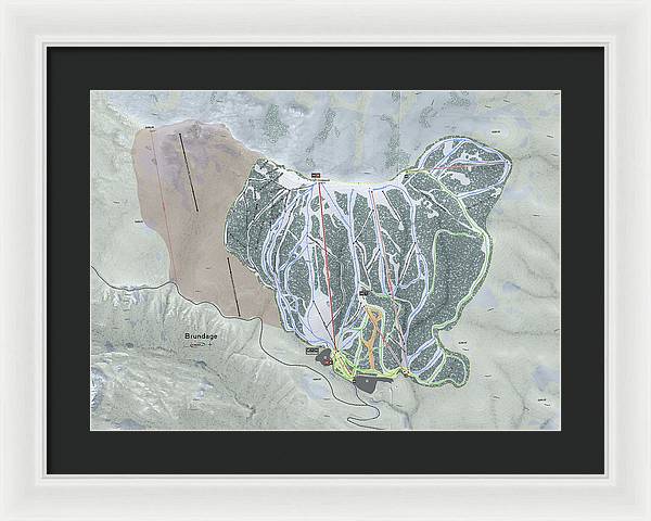Brundage Ski Trail Map - Framed Print - Powderaddicts