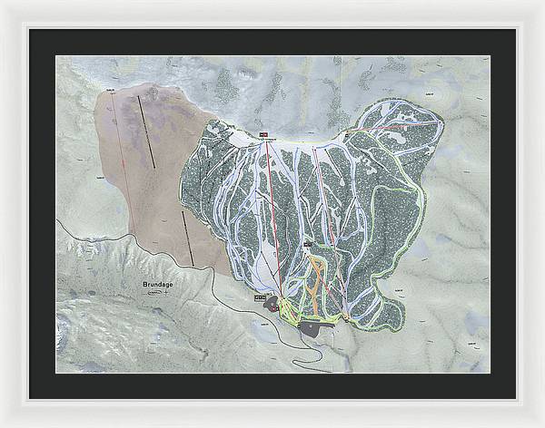 Brundage Ski Trail Map - Framed Print - Powderaddicts