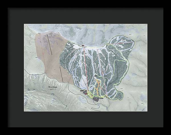 Brundage Ski Trail Map - Framed Print - Powderaddicts