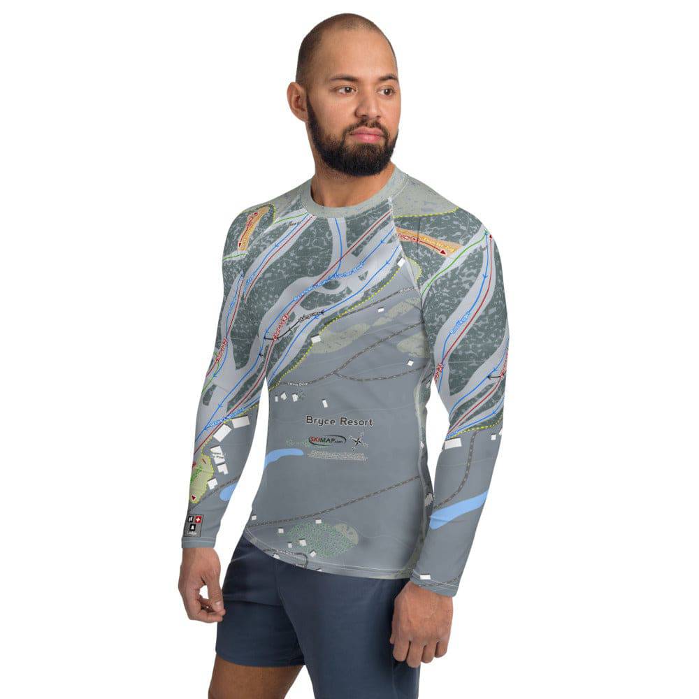 Bryce Resort, Virginia Ski Trail Map Men's Base Layer Top - Powderaddicts