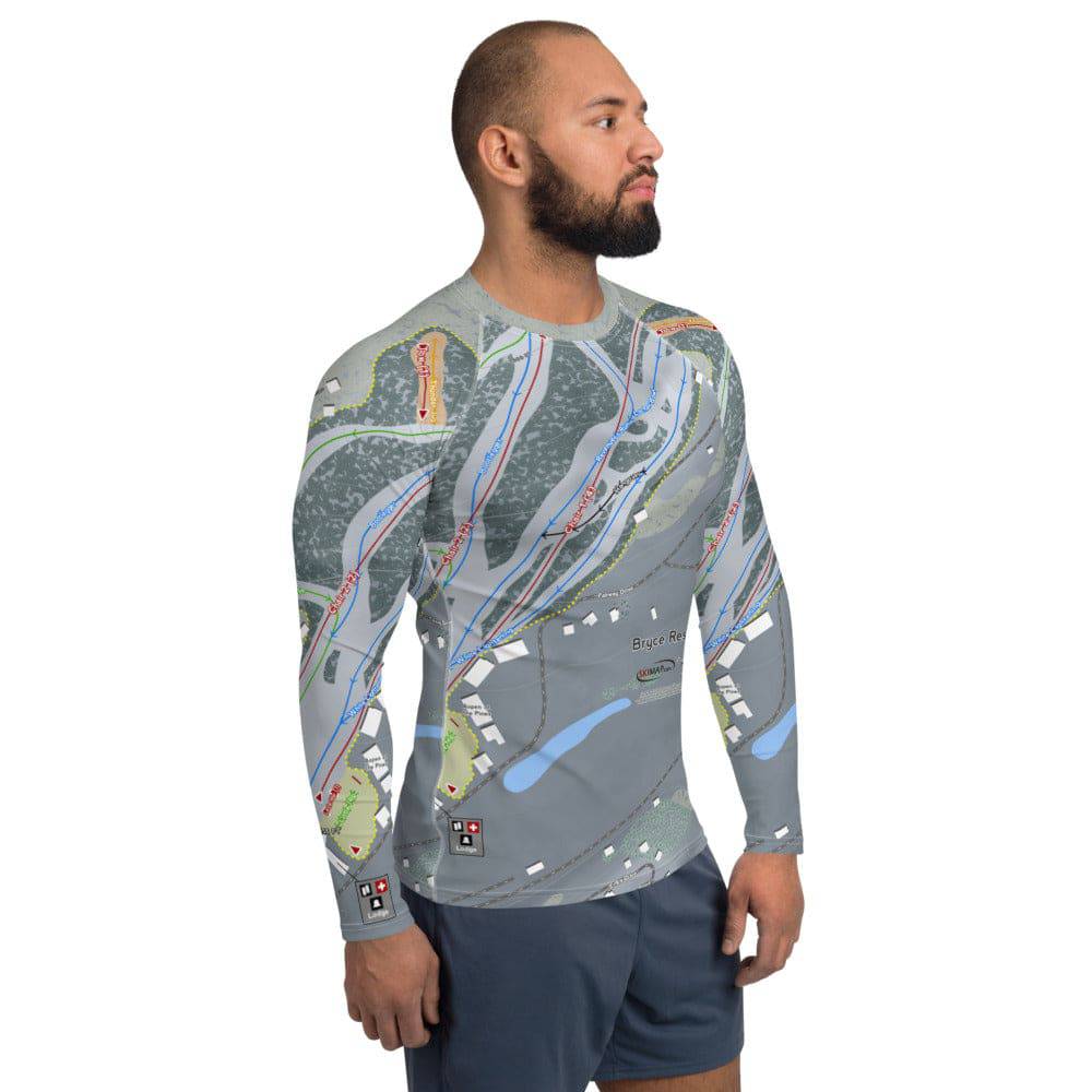 Bryce Resort, Virginia Ski Trail Map Men's Base Layer Top - Powderaddicts