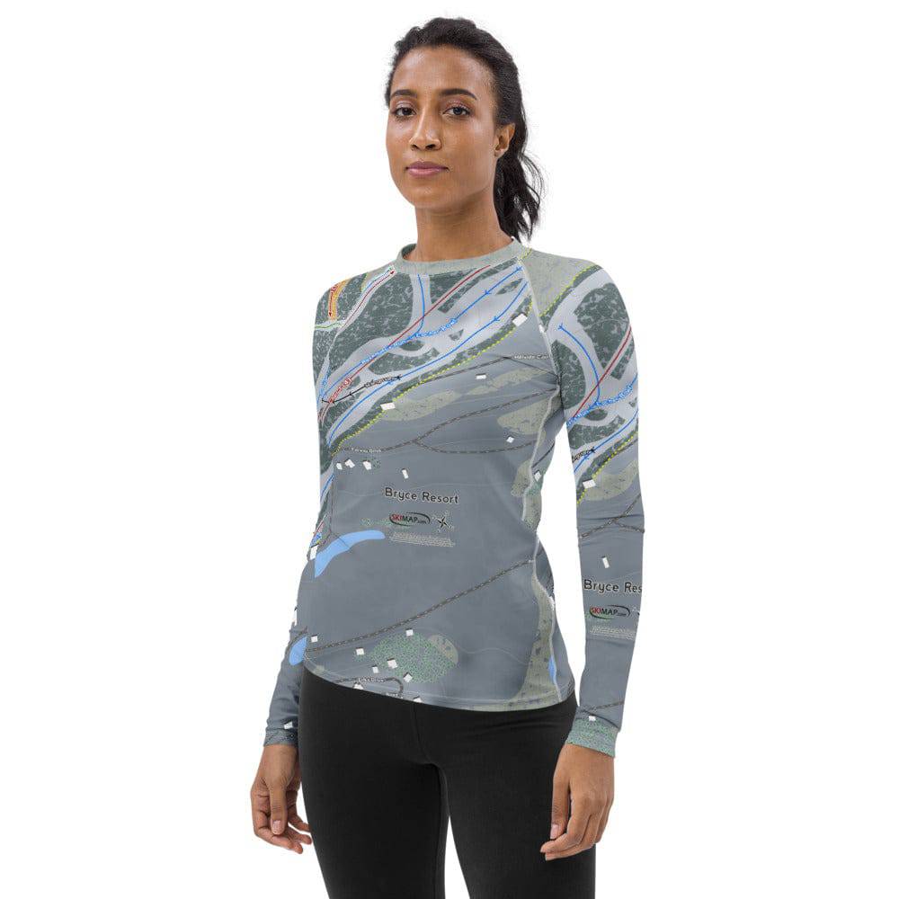 Bryce Resort, Virginia Ski Trail Map Women's Base Layer Top - Powderaddicts