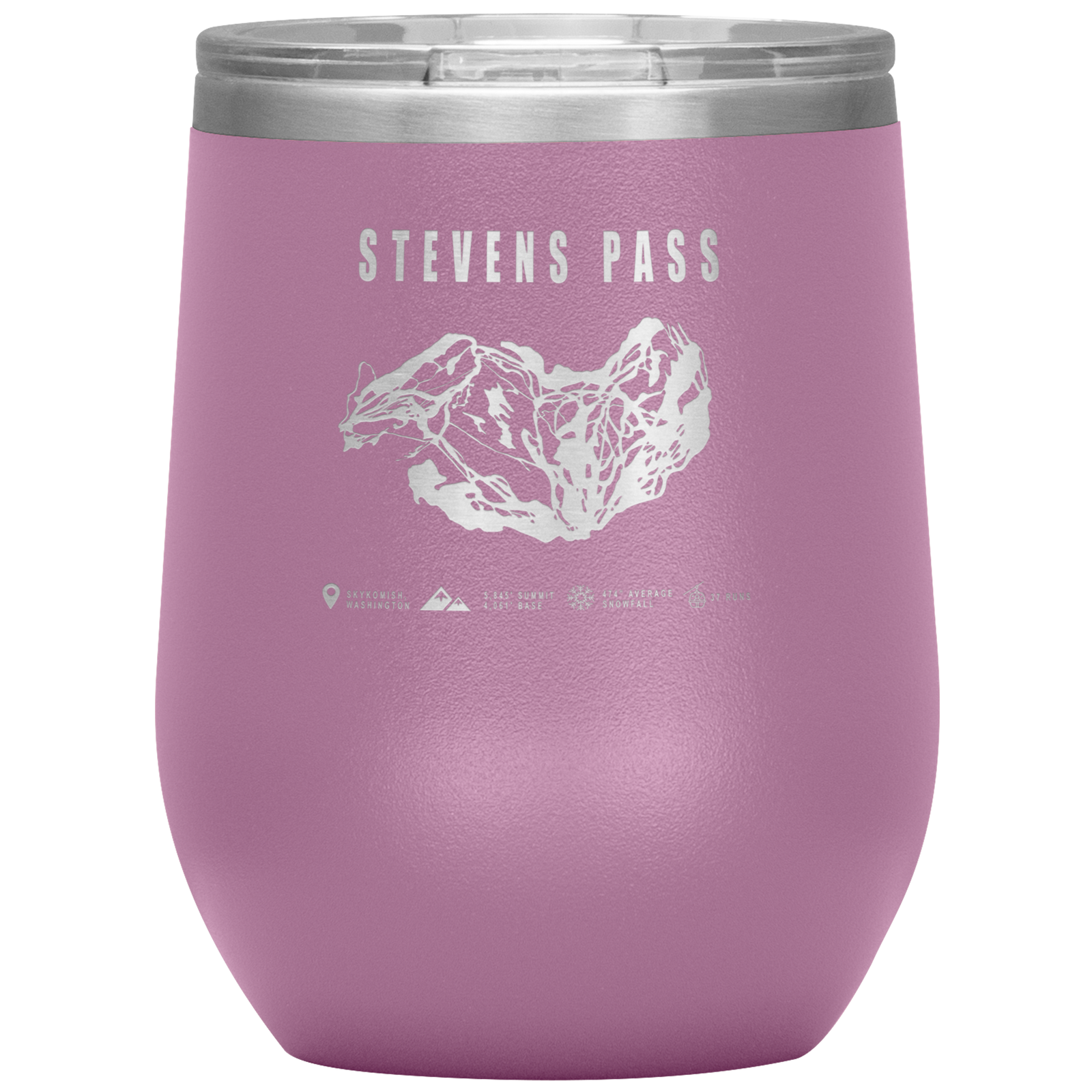 Stevens Pass, Washington Ski Trail Map Wine 12oz Tumbler - Powderaddicts