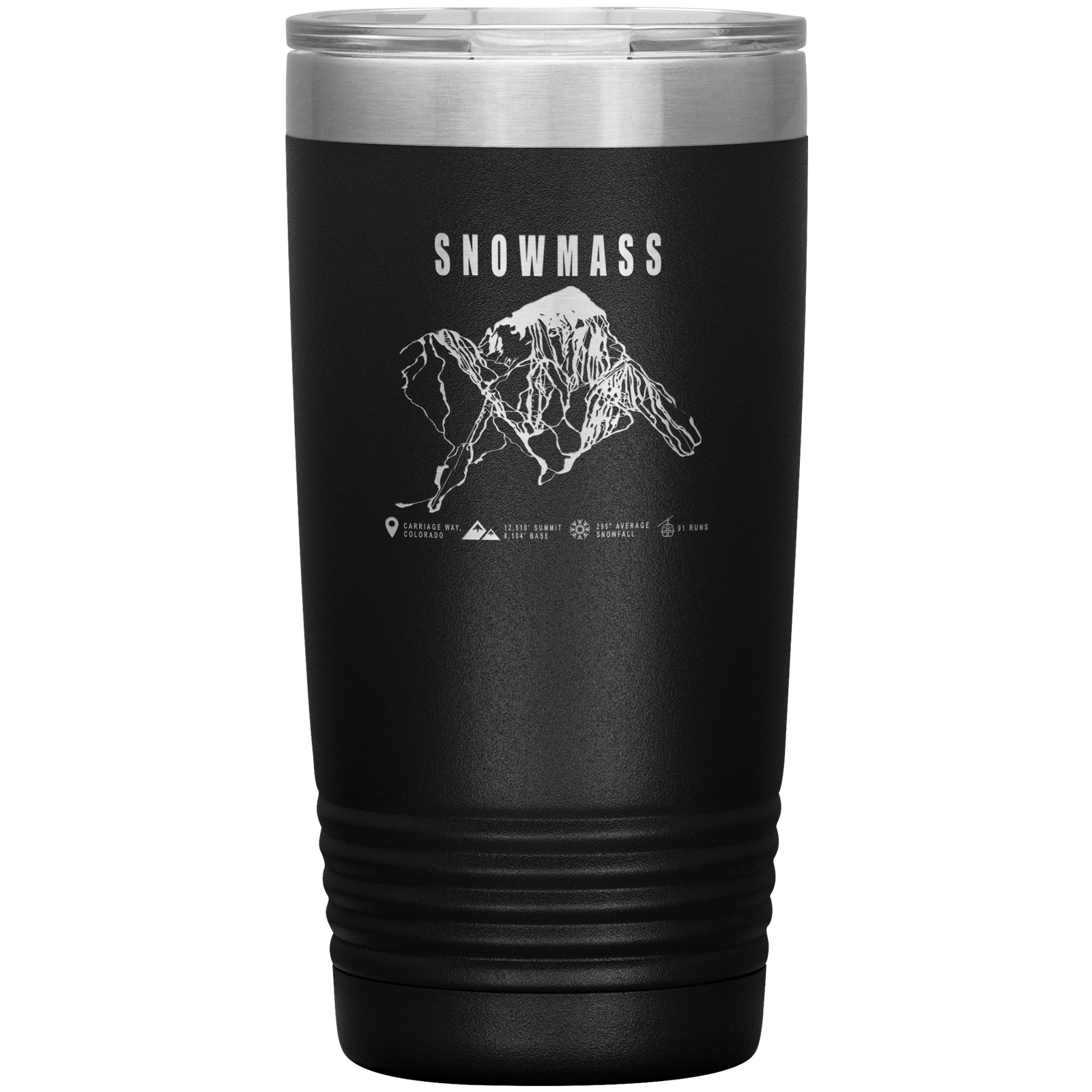 Snowmass Colorado Ski Trail Map 20oz Tumbler - Powderaddicts