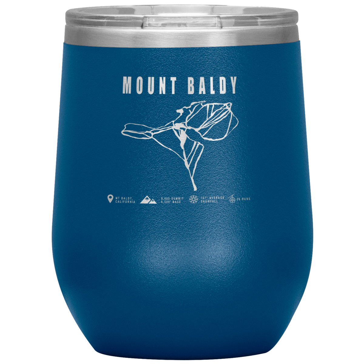 Mount Baldy, California Ski Trail Map Wine 12oz Tumbler - Powderaddicts