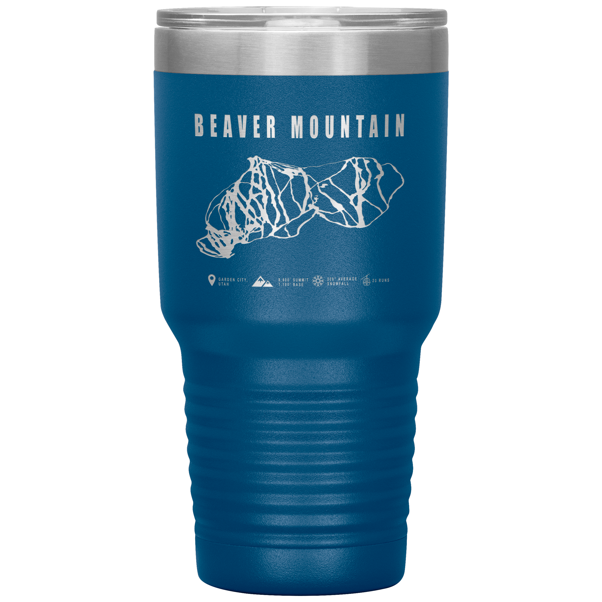 Beaver Mountain,Utah Ski Trail Map 30oz Tumbler - Powderaddicts