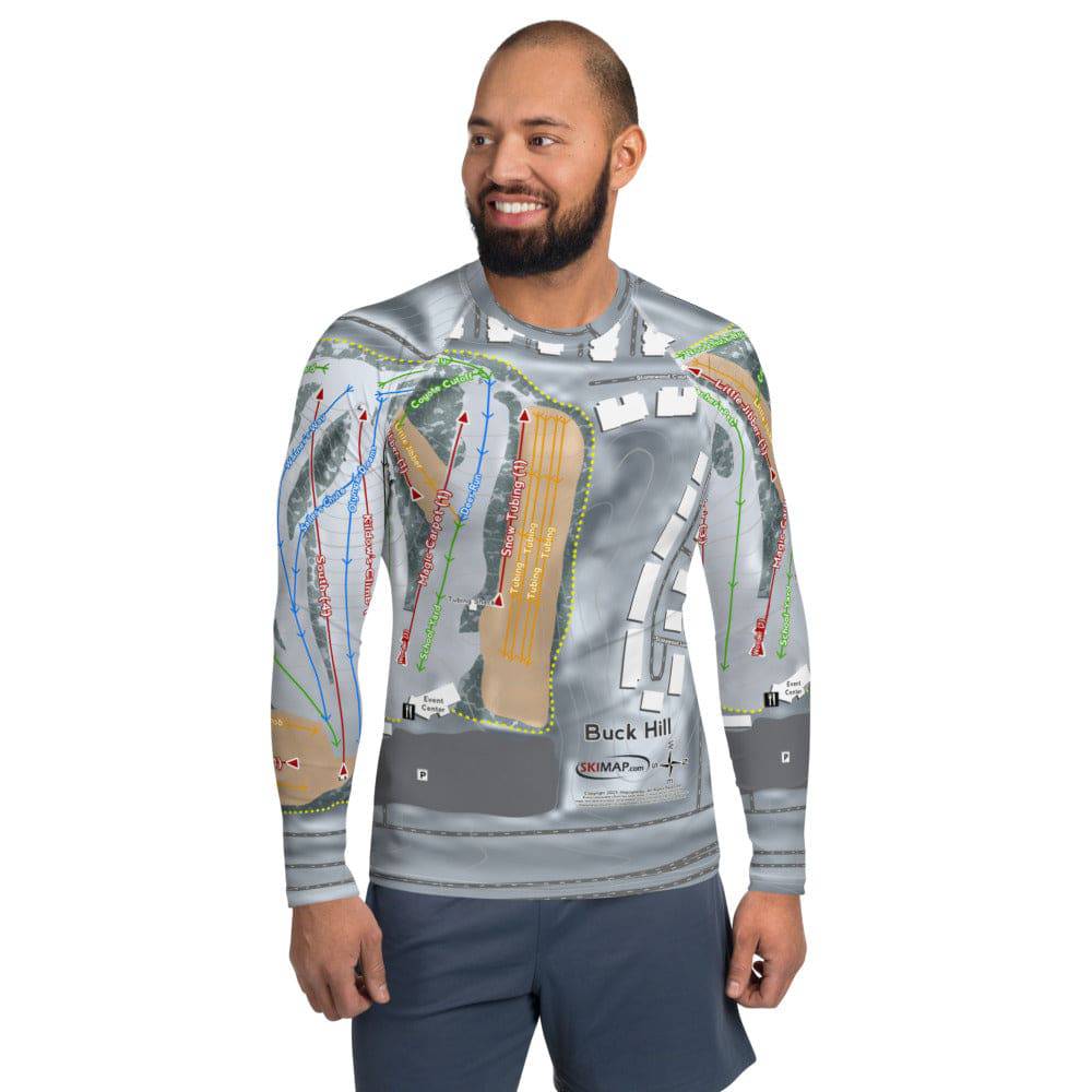 Buck Hill, Minnesota Ski Trail Map Men's Base Layer Top