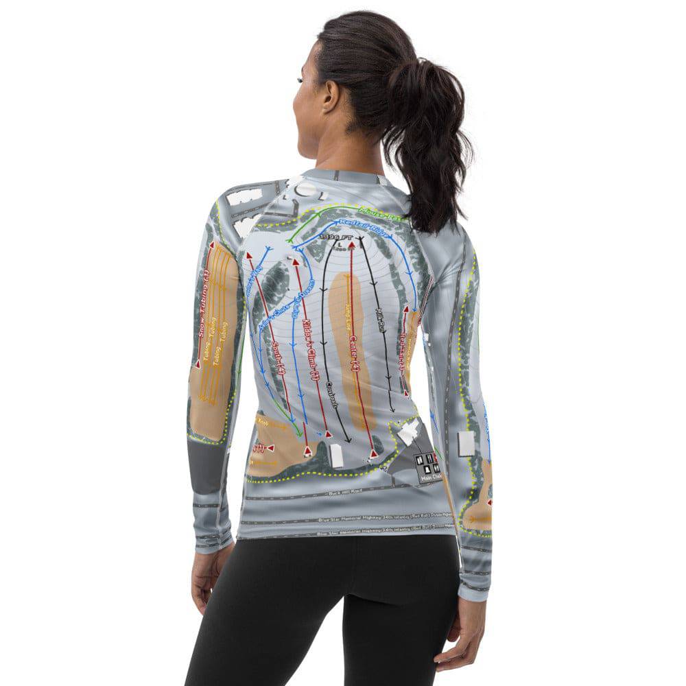 Buck Hill, Minnesota Ski Trail Map Women's Base Layer Top - Powderaddicts
