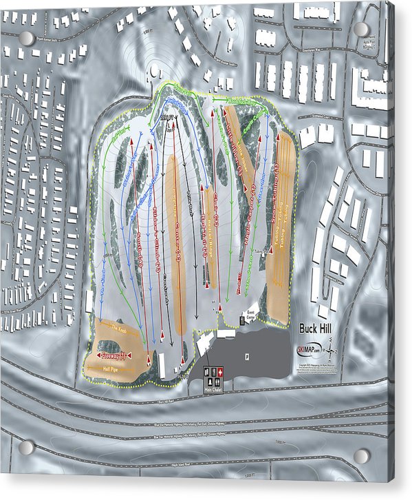 Buck Hill Ski Trail Map - Acrylic Print - Powderaddicts