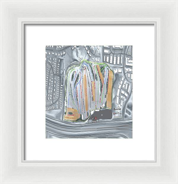 Buck Hill Ski Trail Map - Framed Print - Powderaddicts