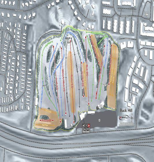 Buck Hill Ski Trail Map - Art Print - Powderaddicts