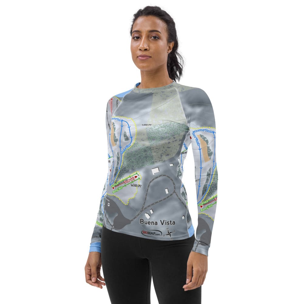 Buena Vista, Minnesota Ski Trail Map Women's Base Layer Top - Powderaddicts