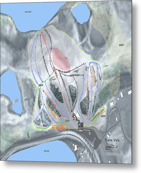Buena Vista Ski Trail Map - Metal Print - Powderaddicts