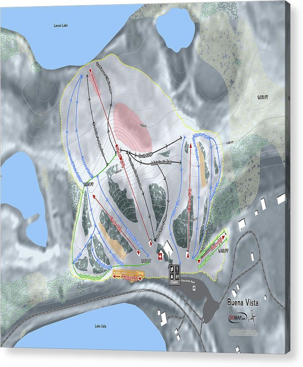Buena Vista Ski Trail Map - Acrylic Print - Powderaddicts
