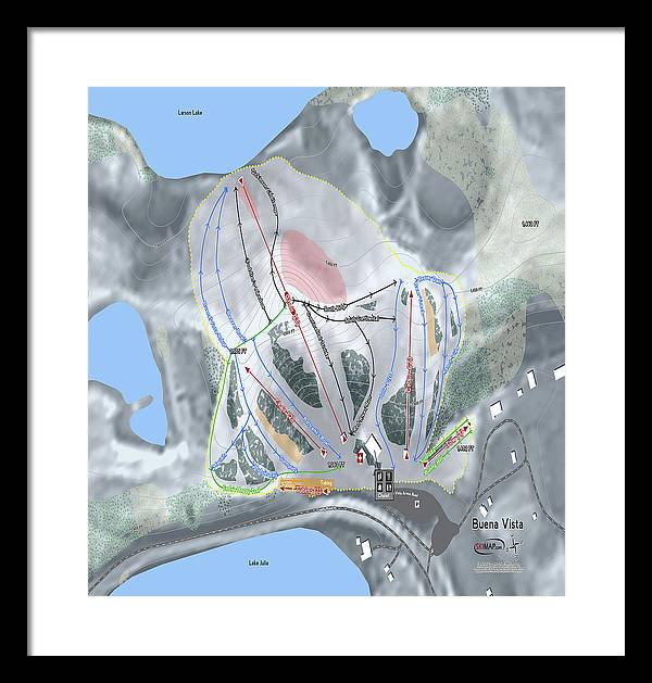 Buena Vista Ski Trail Map - Framed Print - Powderaddicts