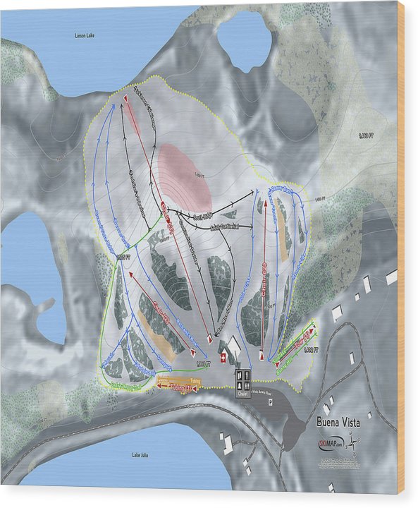 Buena Vista Ski Trail Map - Wood Print - Powderaddicts
