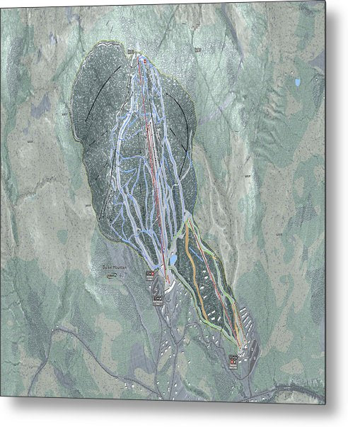 Burke Mtn Ski Trail Map - Metal Print - Powderaddicts