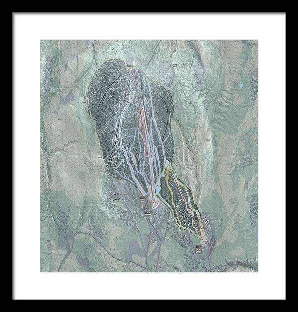 Burke Mtn Ski Trail Map - Framed Print - Powderaddicts