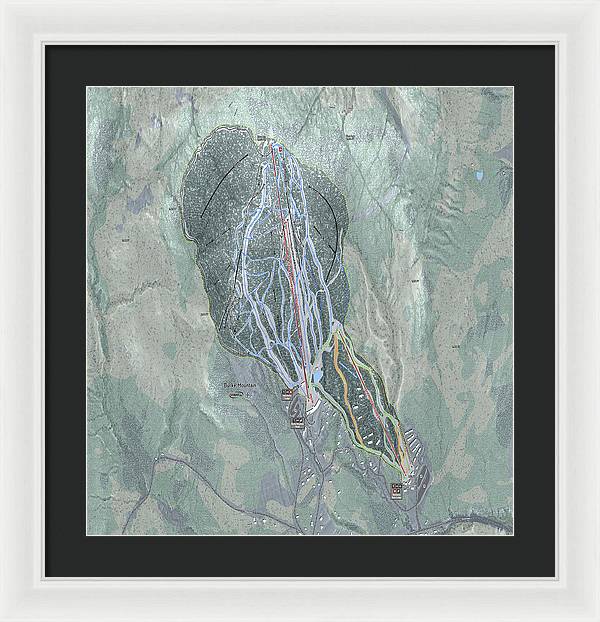 Burke Mtn Ski Trail Map - Framed Print - Powderaddicts