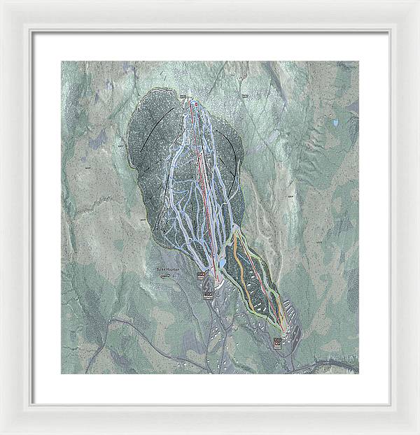 Burke Mtn Ski Trail Map - Framed Print - Powderaddicts