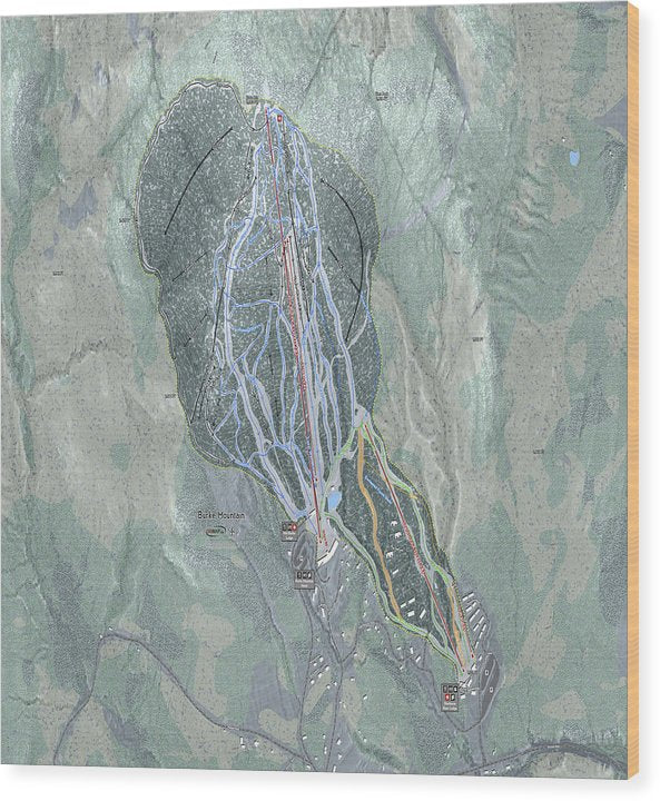 Burke Mtn Ski Trail Map - Wood Print - Powderaddicts