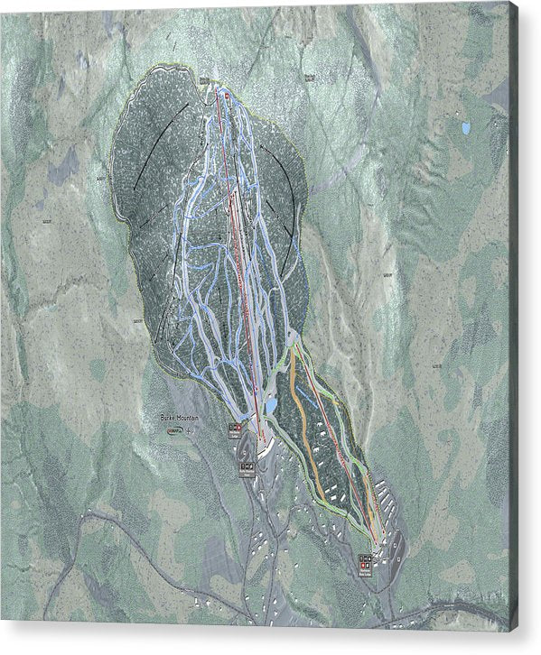 Burke Mtn Ski Trail Map - Acrylic Print - Powderaddicts
