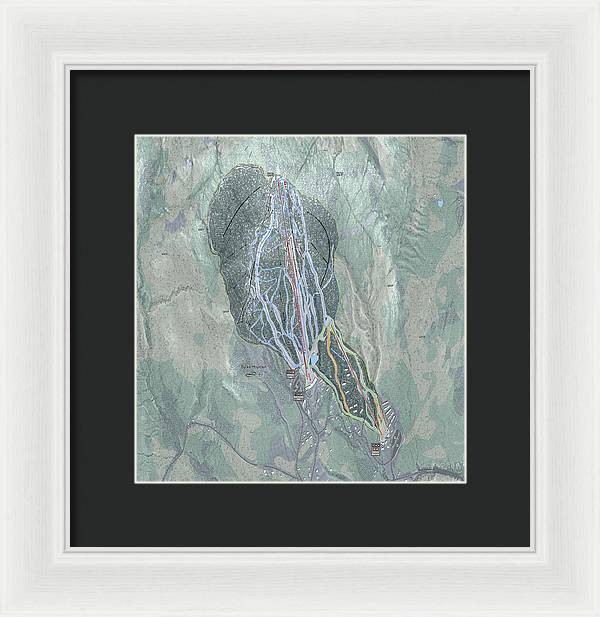Burke Mtn Ski Trail Map - Framed Print - Powderaddicts